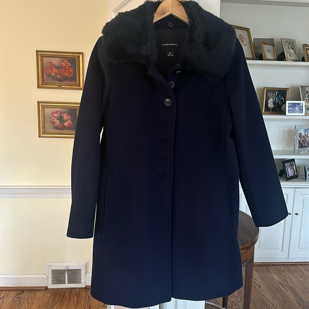 Club Monico Winter Coat - size M/M Child Medium or Adult XS, navy blue, knee len